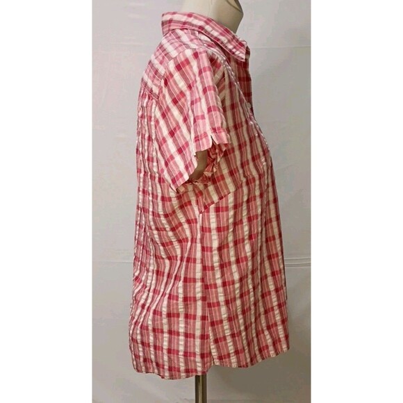 Eddie Bauer Shirt Women's Button Down Short Sleeve Plaid Pink Size Large - Picture 4 of 11